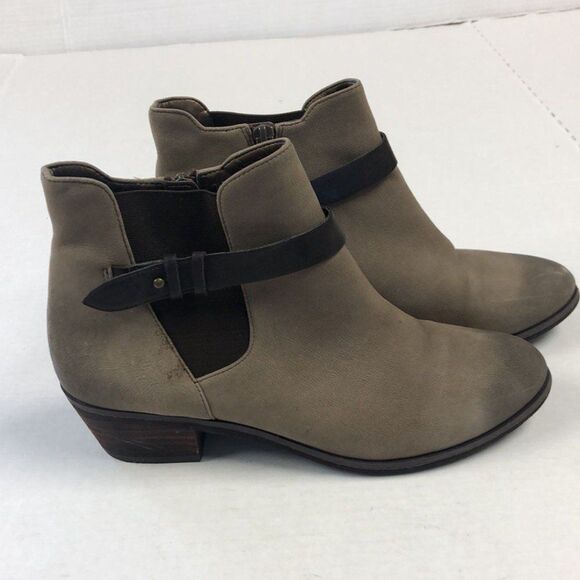 BP Leather Block Heel Ankle Boot Bootie Women's Size 7.5 Taupe Shoe Shootie NEW - Picture 2 of 12